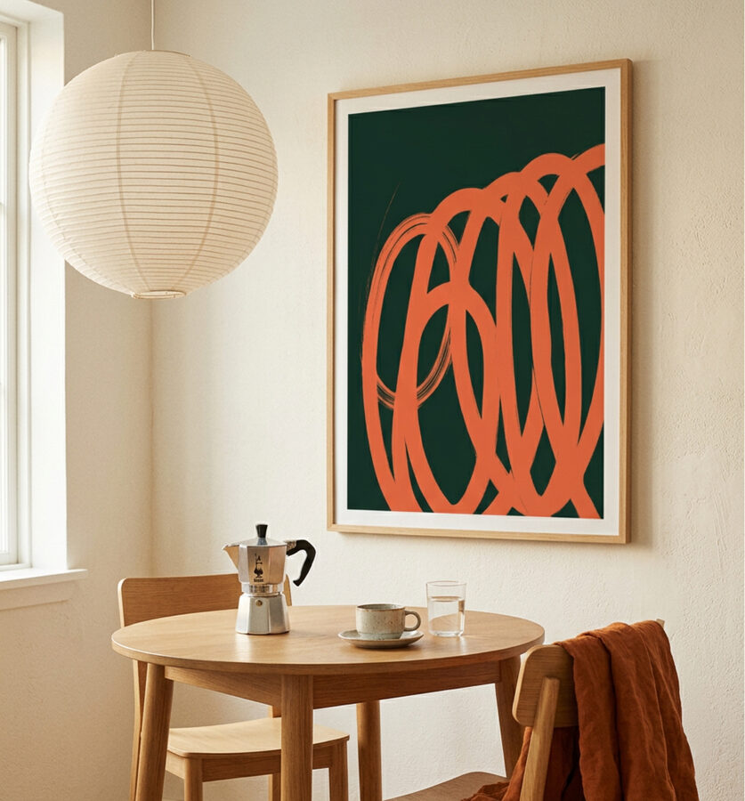 Poster A3 encadré personnalisé (bois ou noir) — Atelier Beaumur, exemple en situation