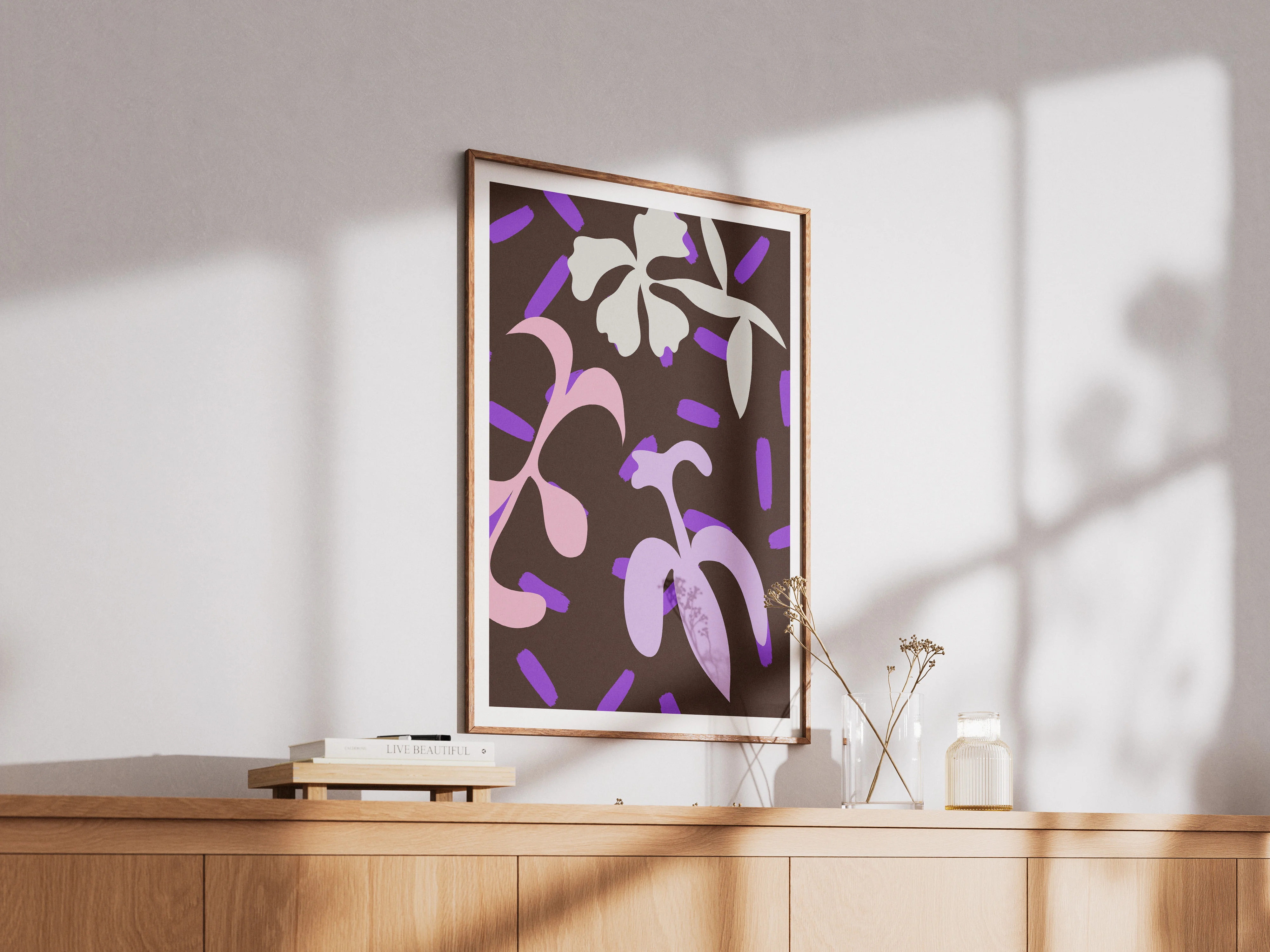 Poster nouveau logement palette terracotta salon lumineux