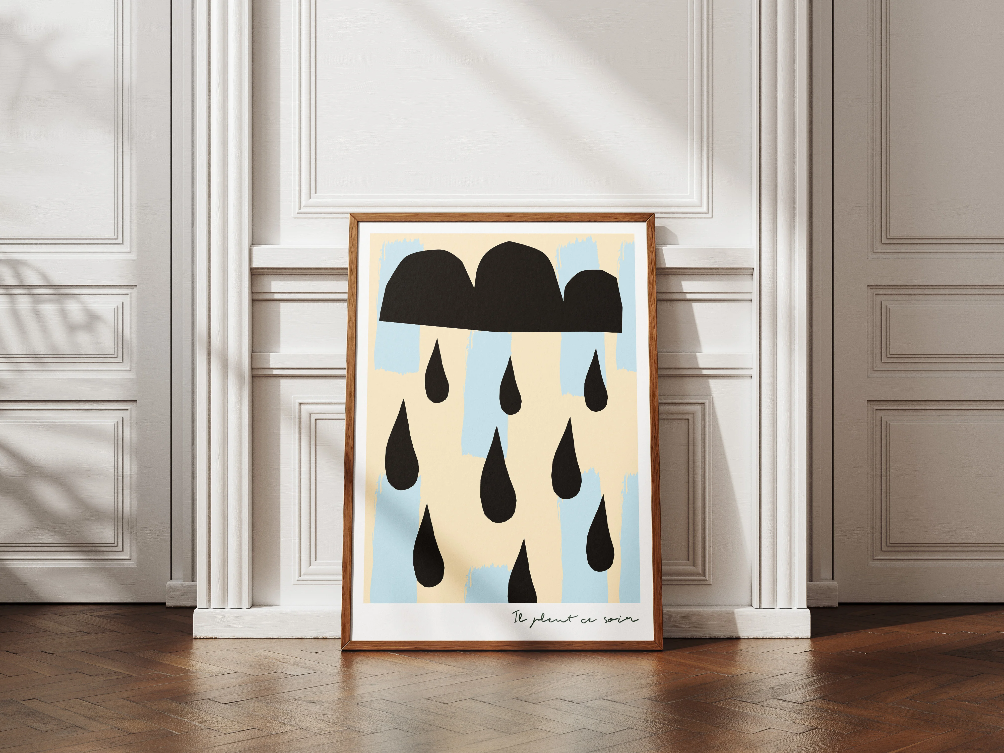 Poster crémaillère cadre bois brut salon neuf format A2